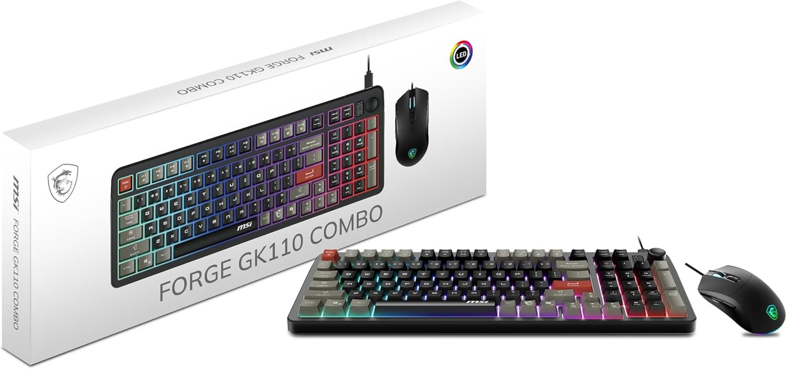 MSI Forge GK110 Combo US – Gaming RGB Keyboard & Mouse Set, 26-Key Anti-Ghosting
