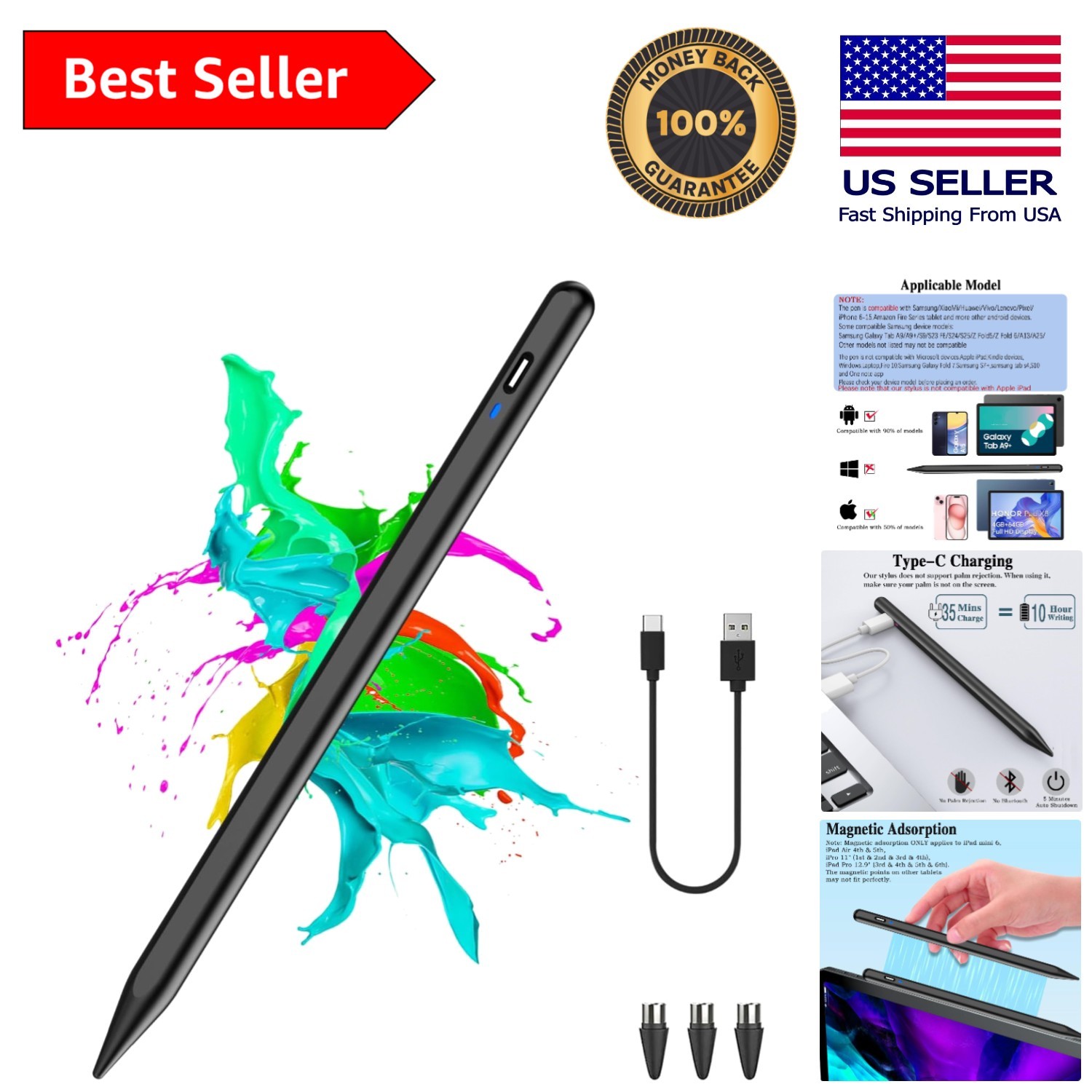 Innovative Active Stylus Pen for Touchscreens - Compatibility & Ergonomic Design