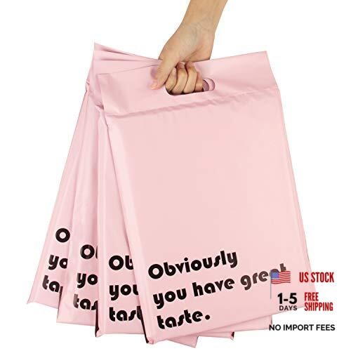 Poly Mailers 10x13 Inch Pink with Build-in Handle Shipping Good Tatse - Pink