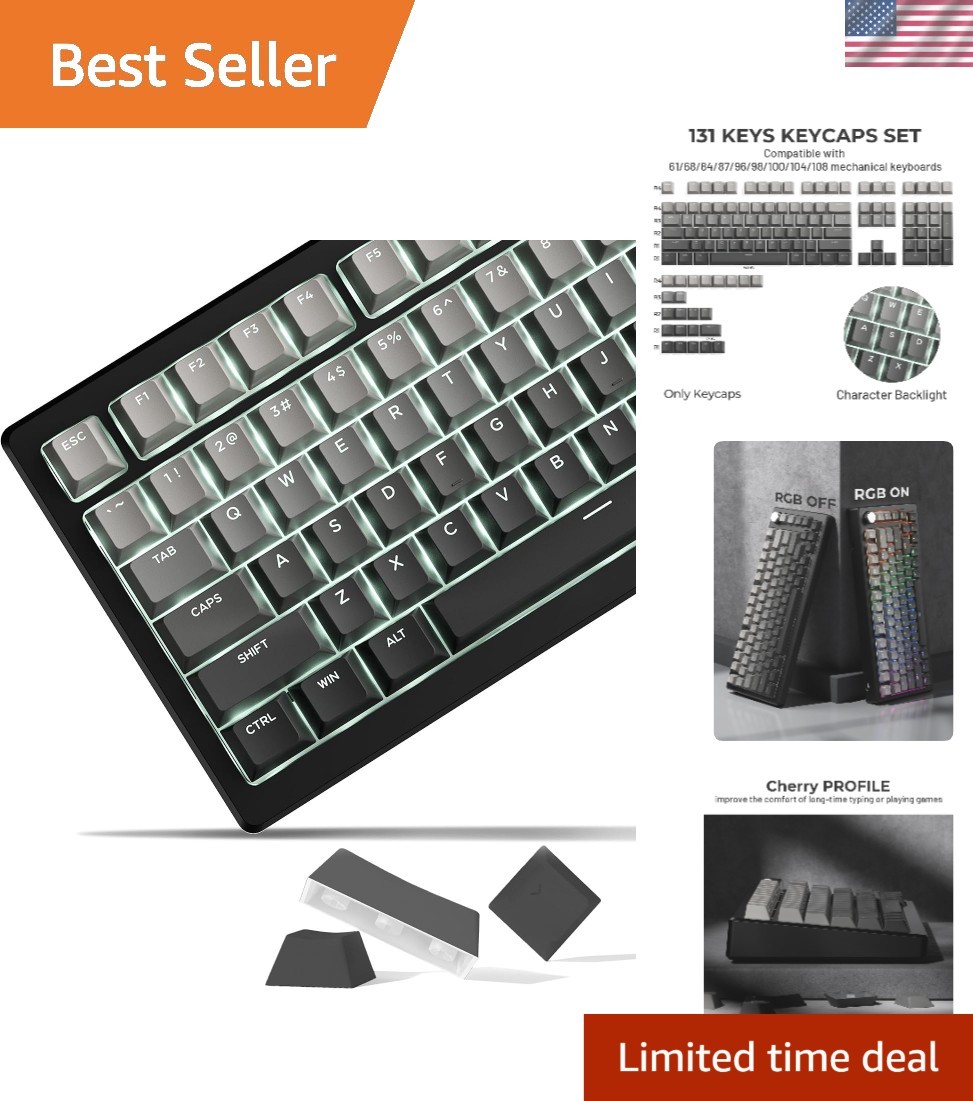 x XVX Shine Through PBT Keycaps, Keycaps 60 75 100 Percent Cherry Profile, Do...