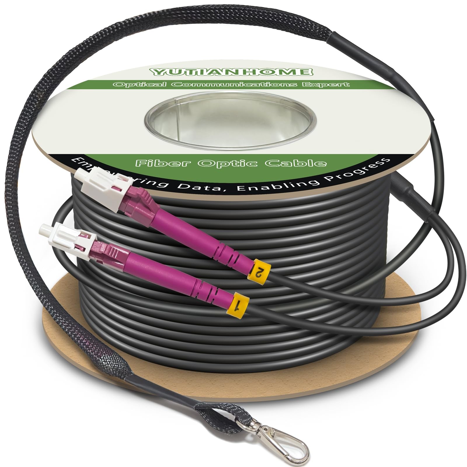 250ft/75m OD-5mm Industrial TPU OM4 Fiber LC to LC Outdoor Armored Fiber Patc...