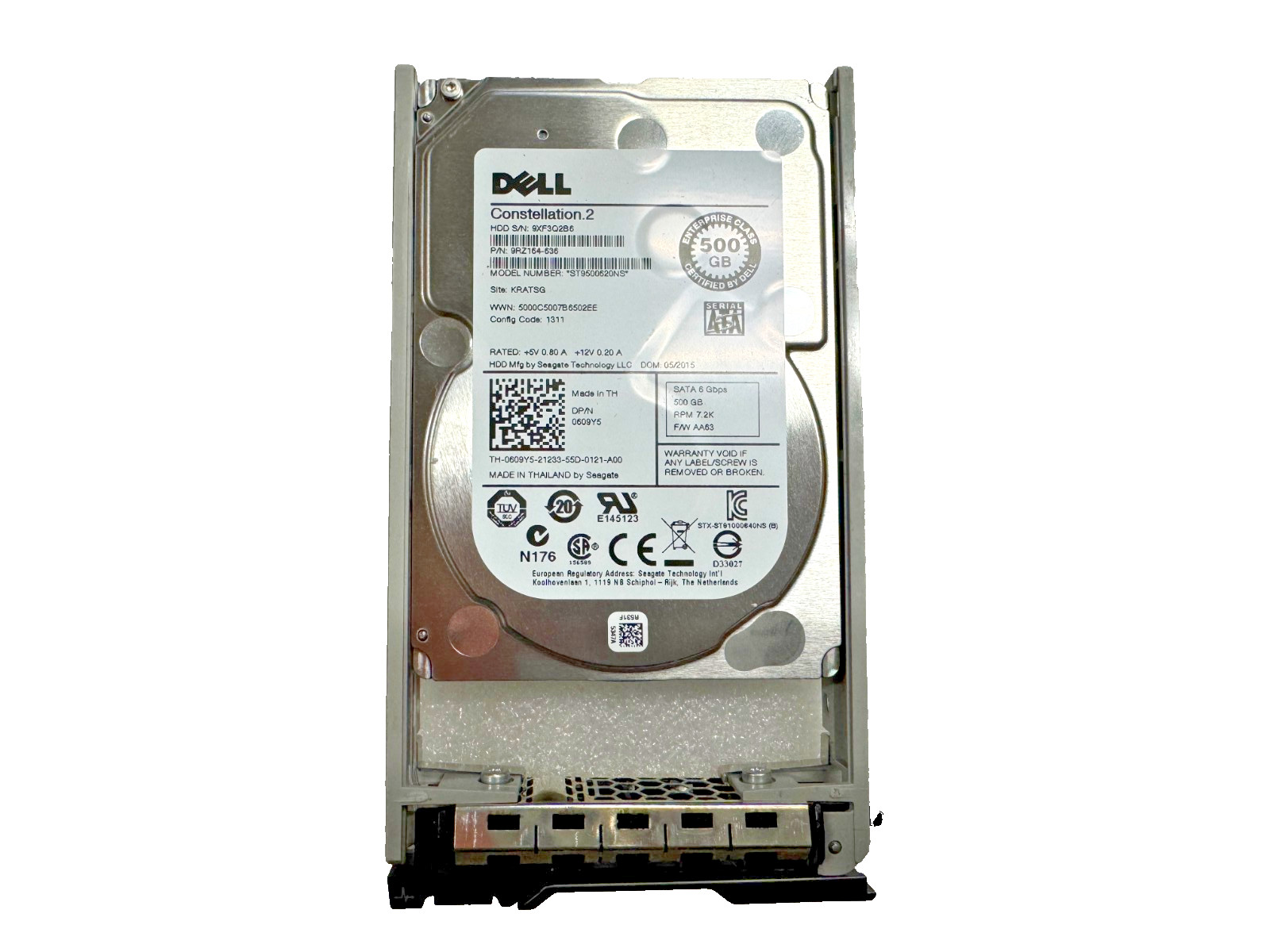 Dell 500GB Constellation.2 609Y5 ST9500620NS 7200RPM 6G 2.5" SAS w/ caddy