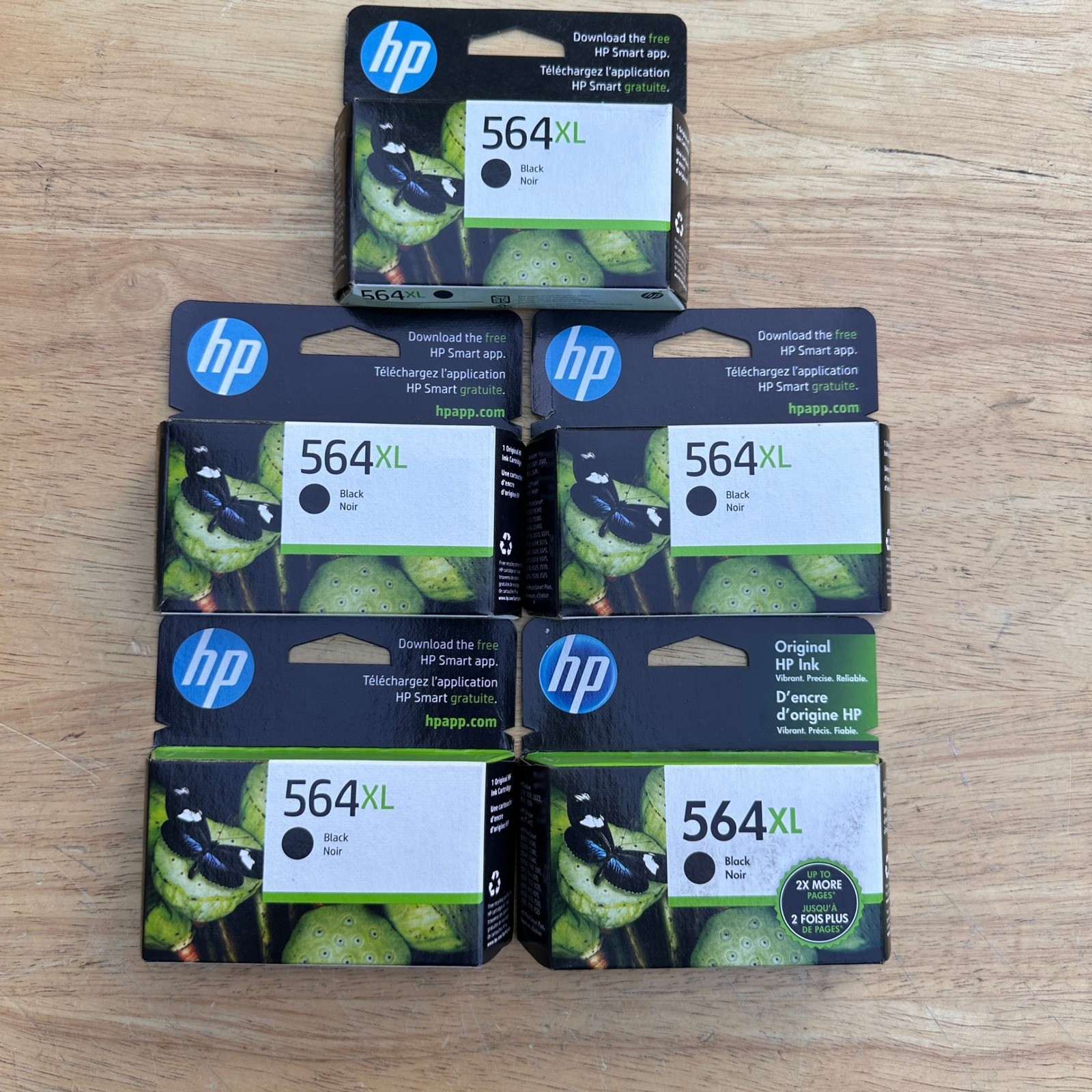 Set of 5 HP 564XL Black CN684WN Original Ink Cartridge EXP 1x 07/2023, 4