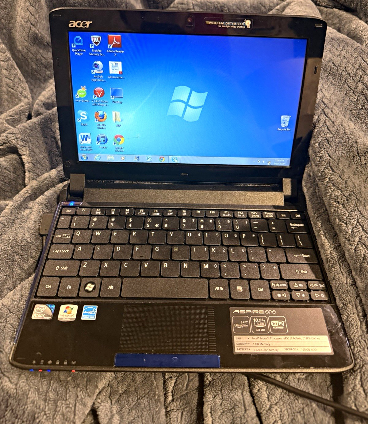 Acer Aspire One 532h-2268 10.1" Atom N450 1.66GHz 1GB 160GB HDD Win7 Starter