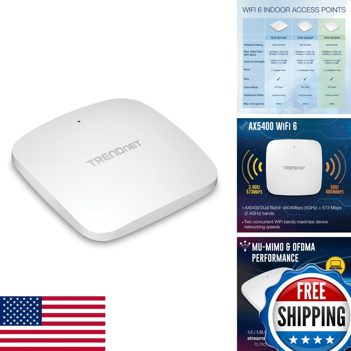 TRENDnet TEW-925DAP AX5400 WiFi 6 PoE+ Access Point