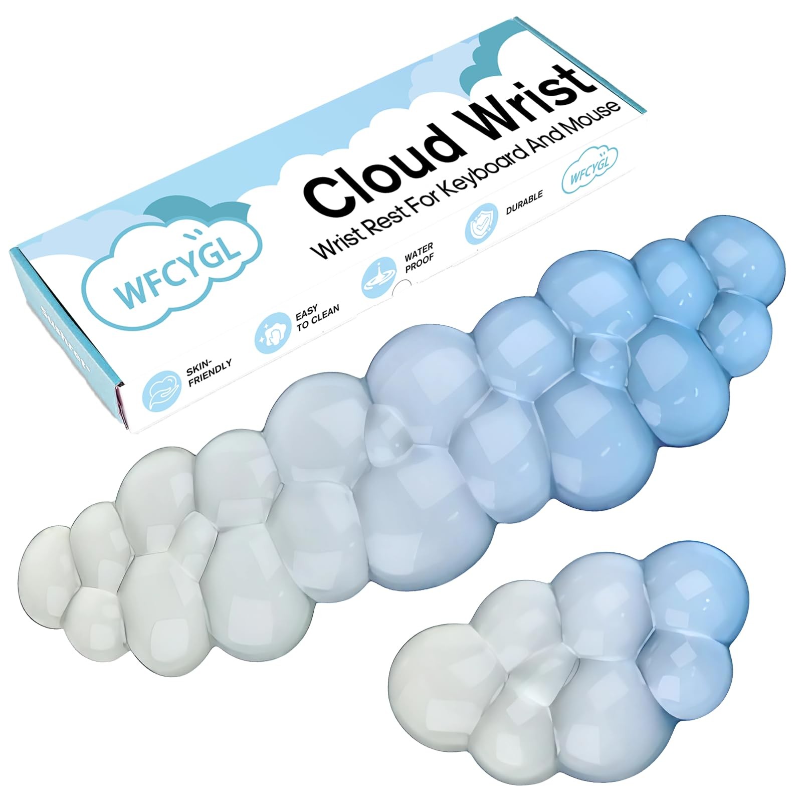 Gel Cloud Keyboard and Mouse Wrist Rest Set Gradient Blue 2PCS,