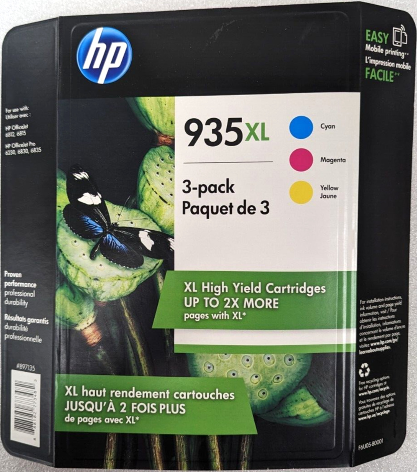 New Genuine HP 935XL Color 3PK Ink Cartridges Officejet 6230 6830 6835
