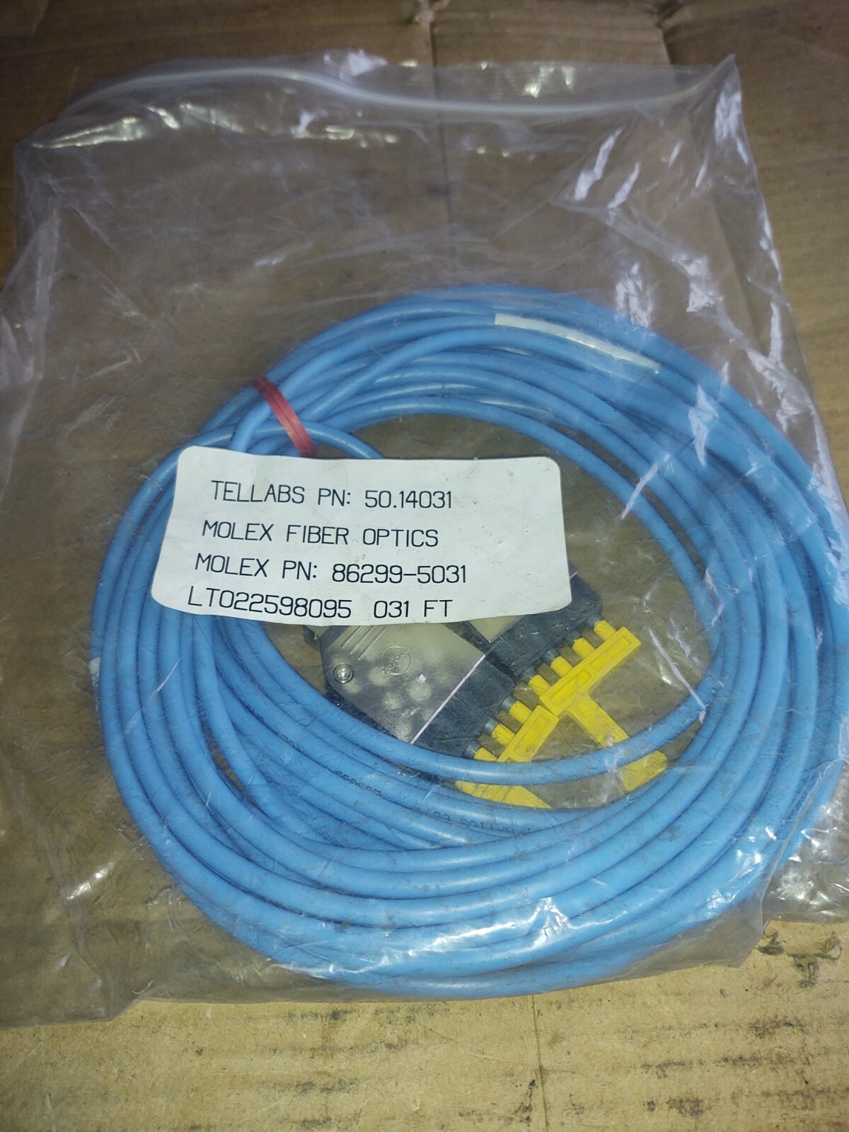 Molex Fiber Optics Cable 31' Feet Tellabs PN: 50.14031 Blue