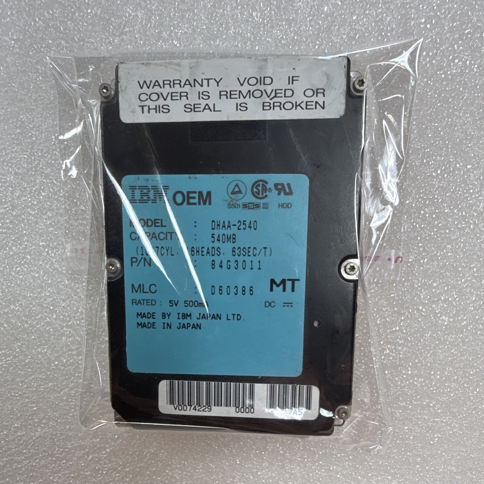 IBM DHAA-2540 540MB Vintage Hard Drive for IBM Compatible Systems
