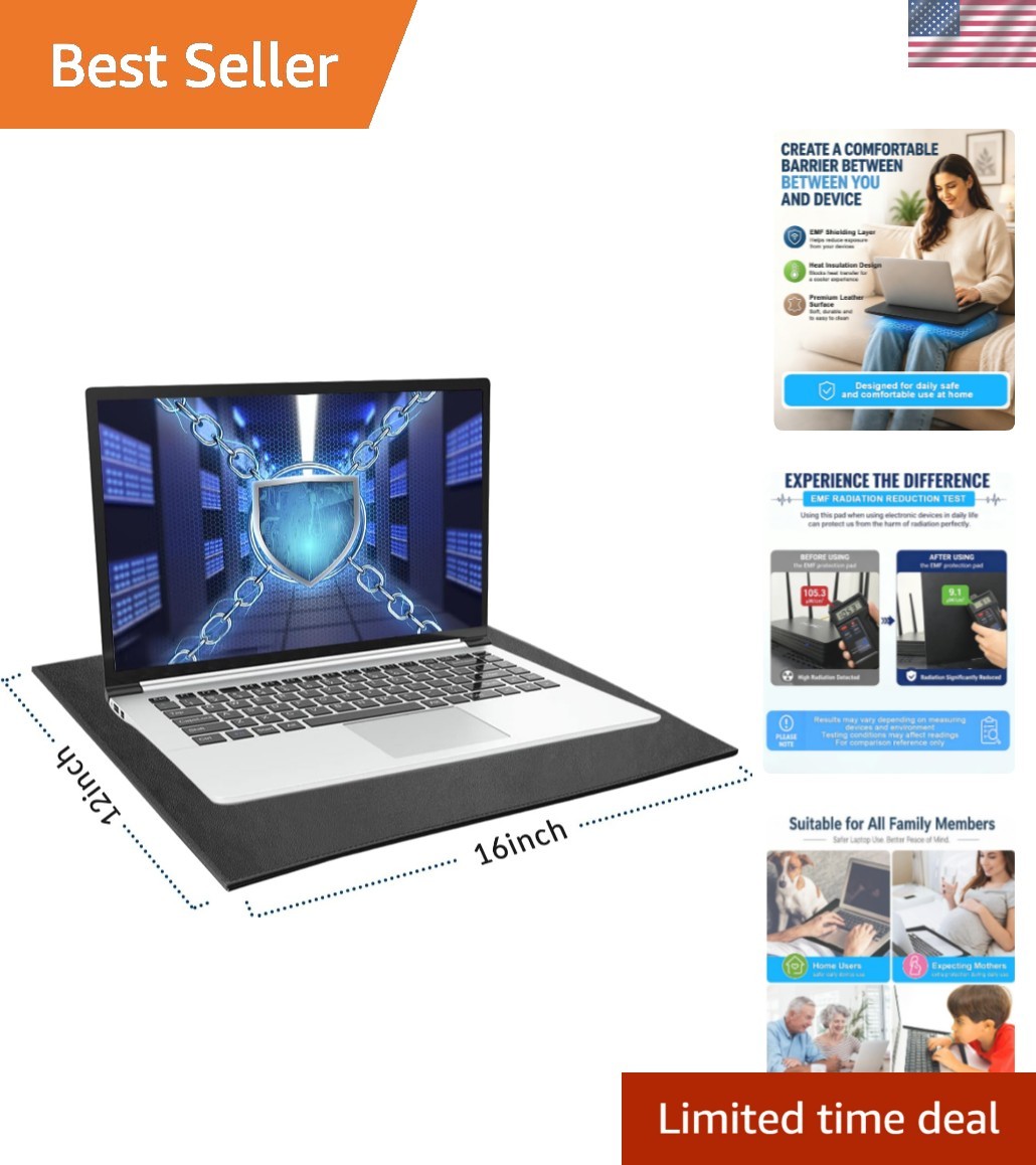 EMF Protection Laptop Pad, 4-Layer Radiation Shielding Heat Blocker for Lapto...