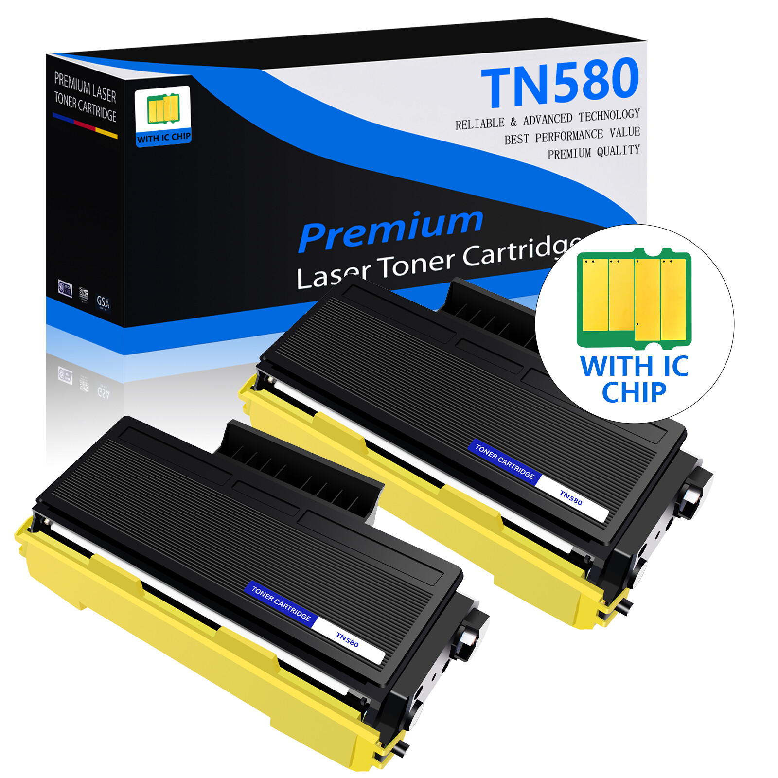 2PK TN580 Toner Cartridge for Brother TN-580 MFC-8870DW MFC-8870WN Printer