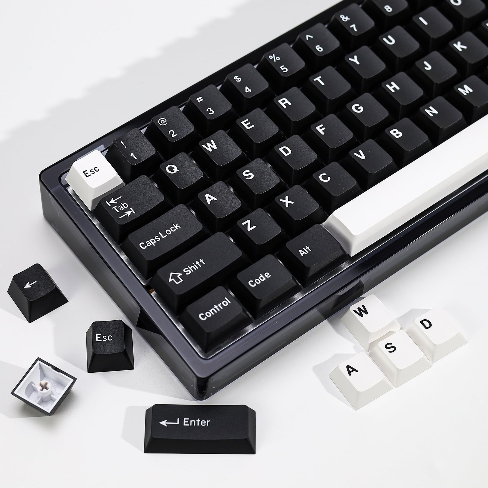174 Keys WOB PBT Double Shot Custom Cherry Profile Keycap Set Black White