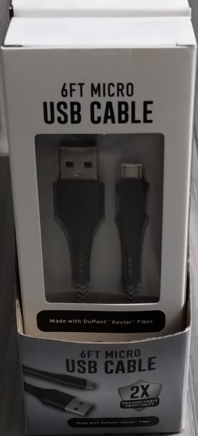 6ft Braided Heavy Duty Micro USB Cable Durable Small Head Black