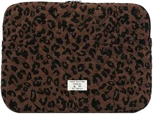 Cheetah Print Quilted Laptop Case Protective Padded Sleeve 15 Inch Leopard Puffy