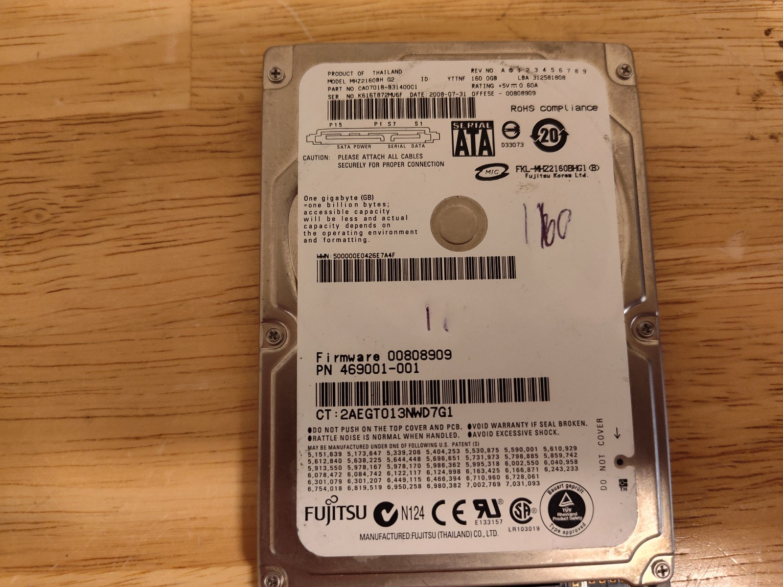 Fujitsu MHZ2160BH 160GB Internal 8MB Cache 5400RPM 2.5" SATA HDD (MHZ2160BH-G2)