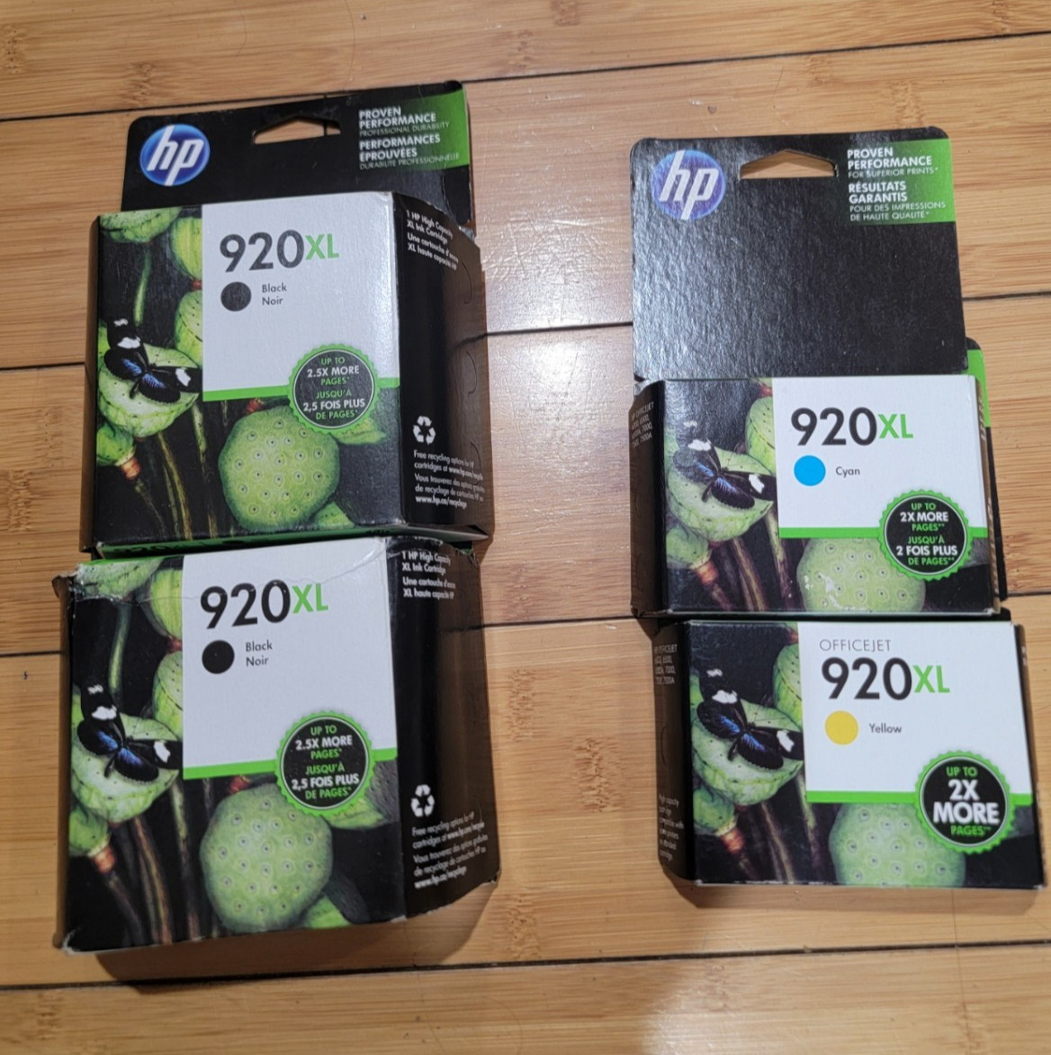 Genuine SEALED HP 920 XL Lot of inks 2 x Black - 1 x Cyan - 1 x Yellow + 2xFREE 