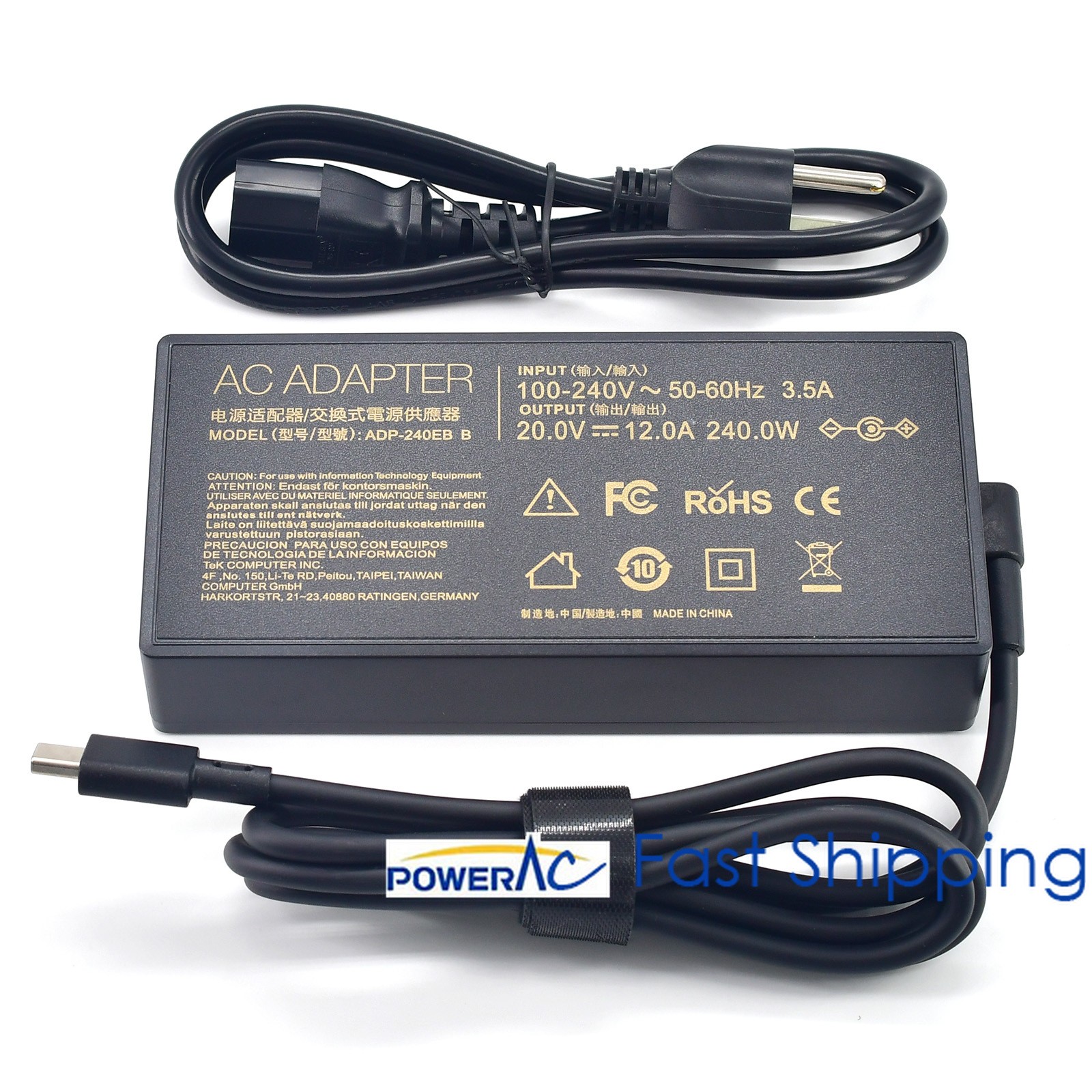 240W Charger Adapter for ASUS TUF Gaming A18 (2025) FA808UP Rectangle Tip 