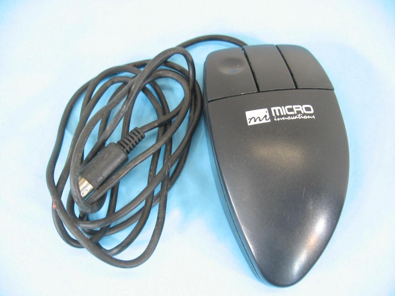 Micro Innovations PS/2 Three Button Wired Ball Mouse Cleaned Tested Black