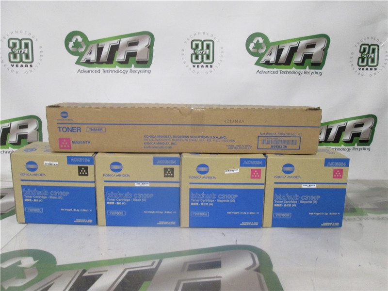 Konica Minolta Toner Cartridge Lot 2x C3100P Magenta 2x C3100P Black 1x Lot of 5