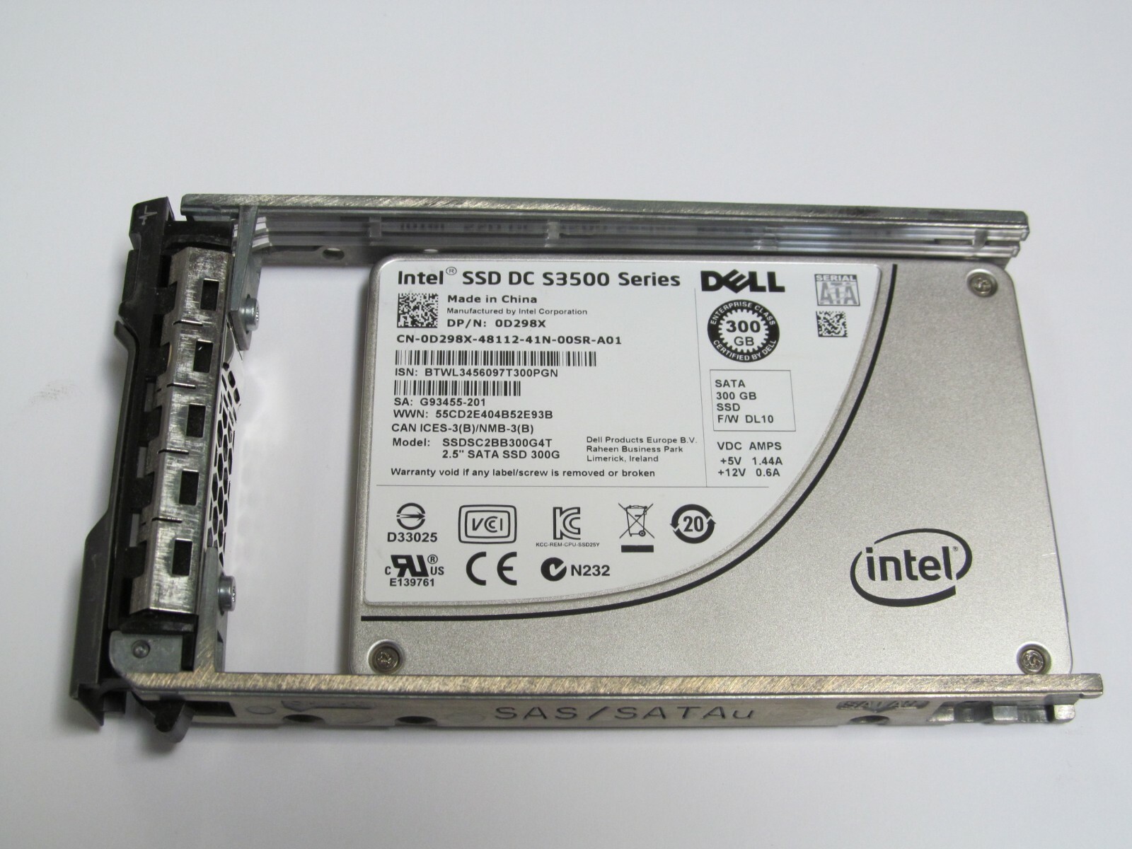Dell Intel  SSDSC2BB300G4T 300GB MLC SATA SSD DC S3500 2.5" D298X power edge