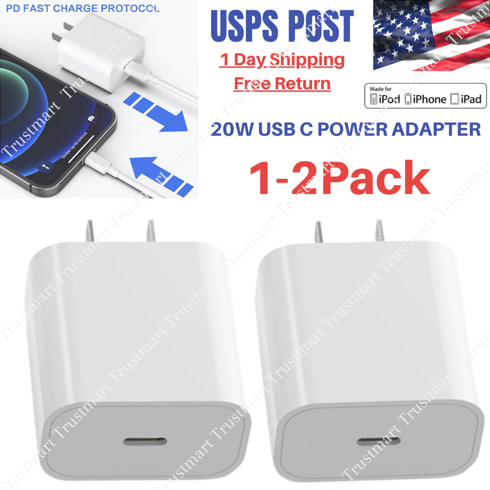 1/2Pack 20W PD USB-C To iPhone Fast Wall Charger Power Adapter For Apple 13 11 8