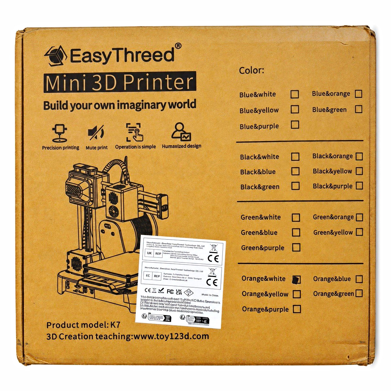 EasyThreed K7 Mini FDM 3D Printer DIY Kit USB 100x100x100mm 0.1mm