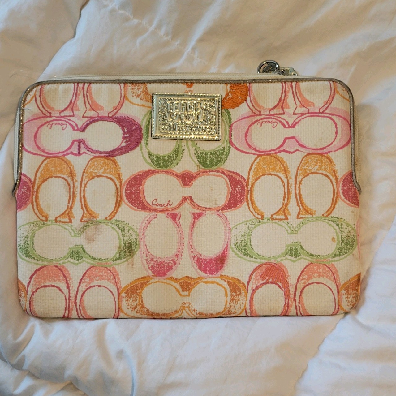 COACH Poppy Computer Laptop Tablet Tech Case, Multicolor Padded Zippered Sleeve