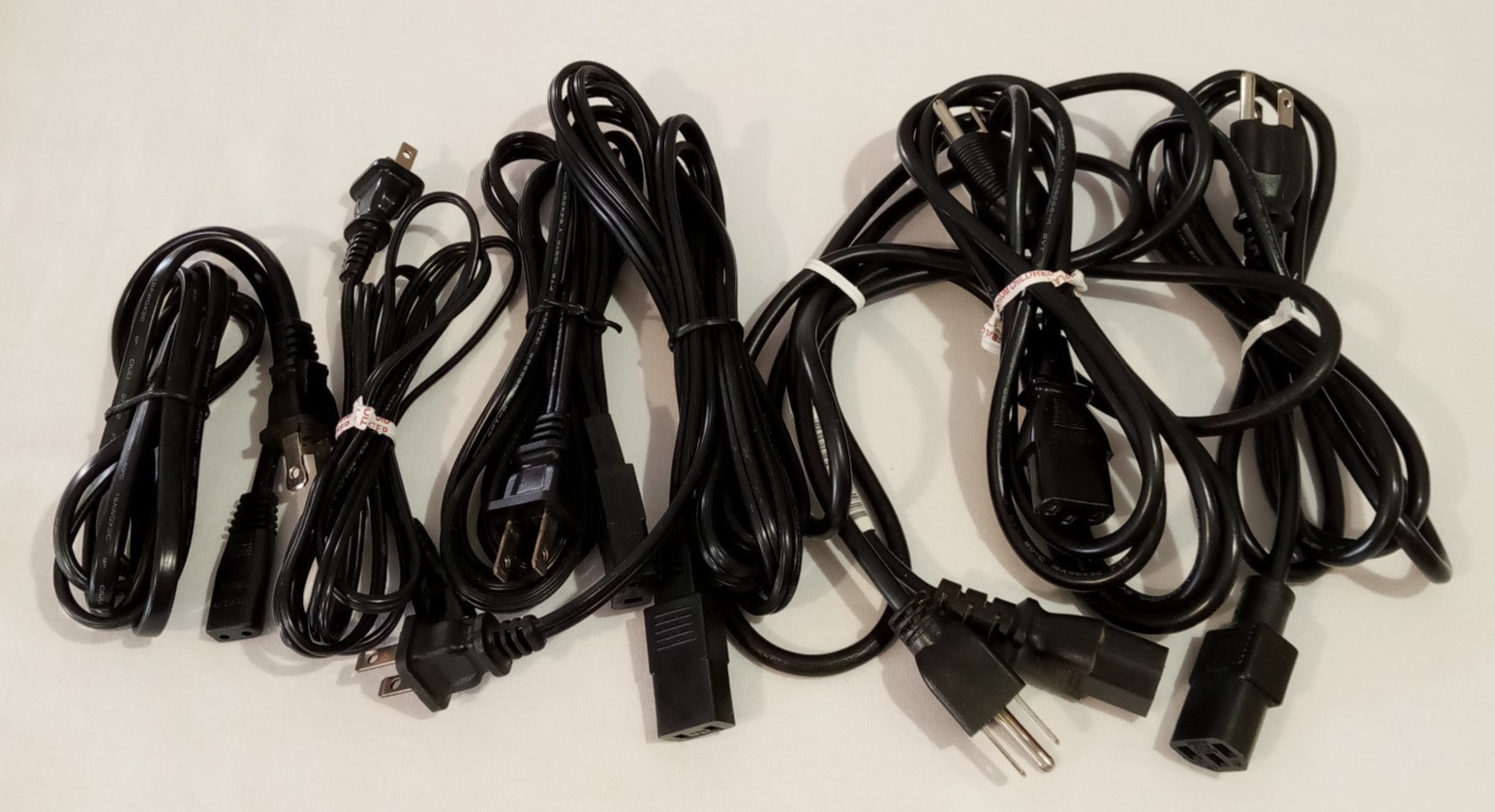 Electronic Power Cords 3 Prong and 2 Prong Lot of 7 Longwell Kawasaki I-Sheng