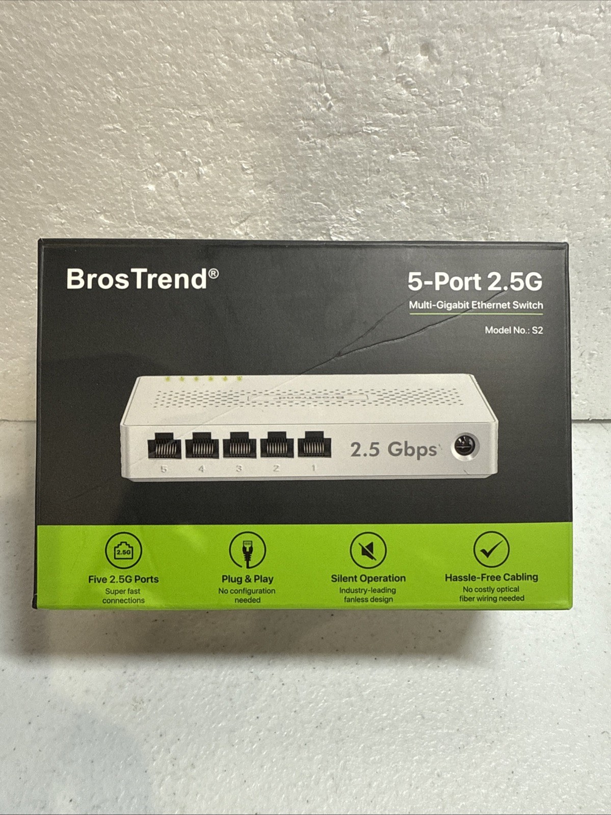 BrosTrend 5-Port 2.5G Muti-Gigabit Ethernet Switch Model No: S2 Plug&Play Silent