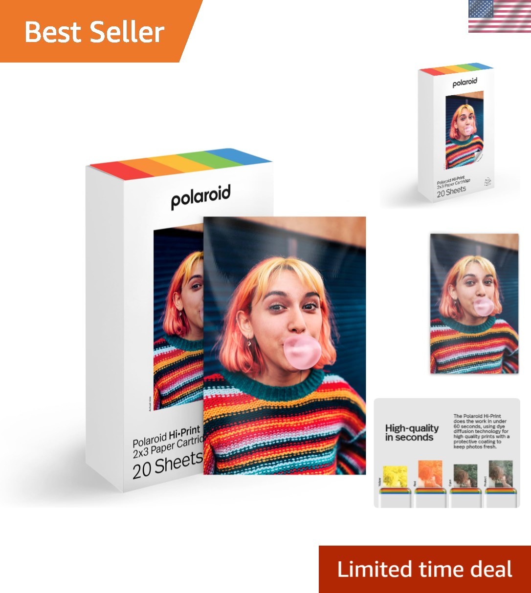 Hi-Print 2x3 Photo Cartridges - 20 Sheets of Vibrant Self-Adhesive Paper