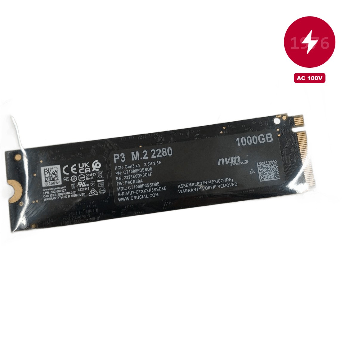 Crucial Internal SSD 1TB M.2 Type 2280 PCIe Gen 3 x4 Japan Used CT1000P3SSD8