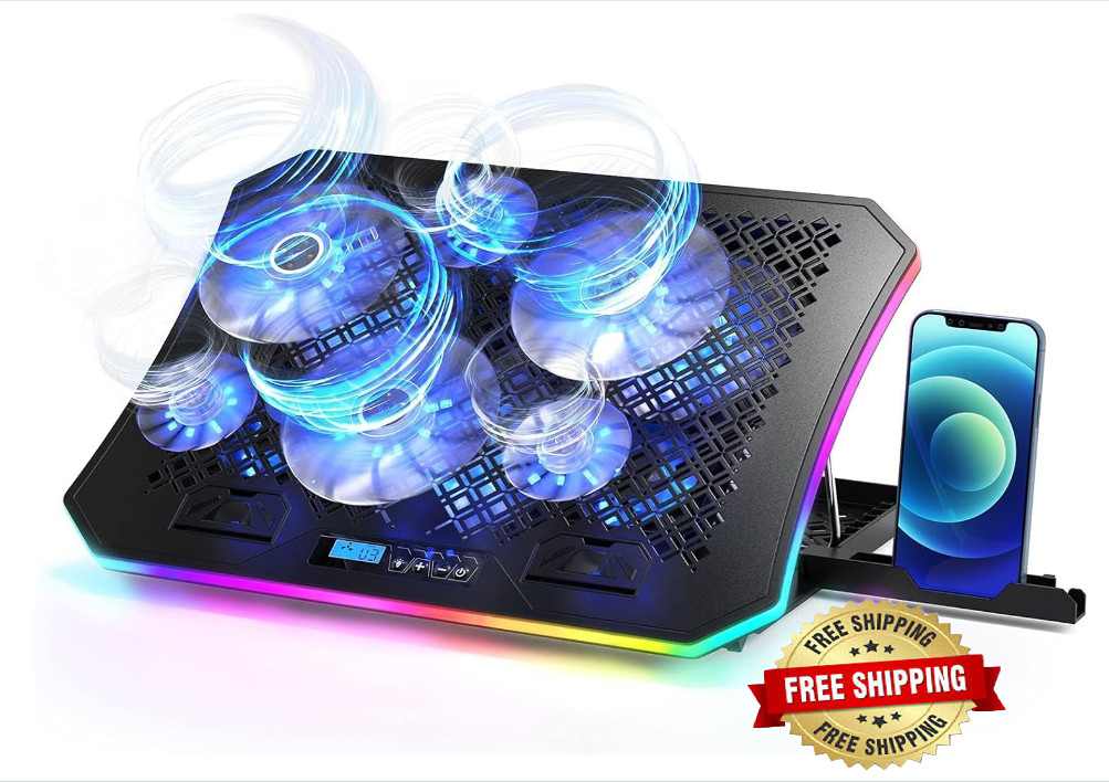 Almohadilla de enfriamiento para computadora portátil con luces RGB azules NUEVO