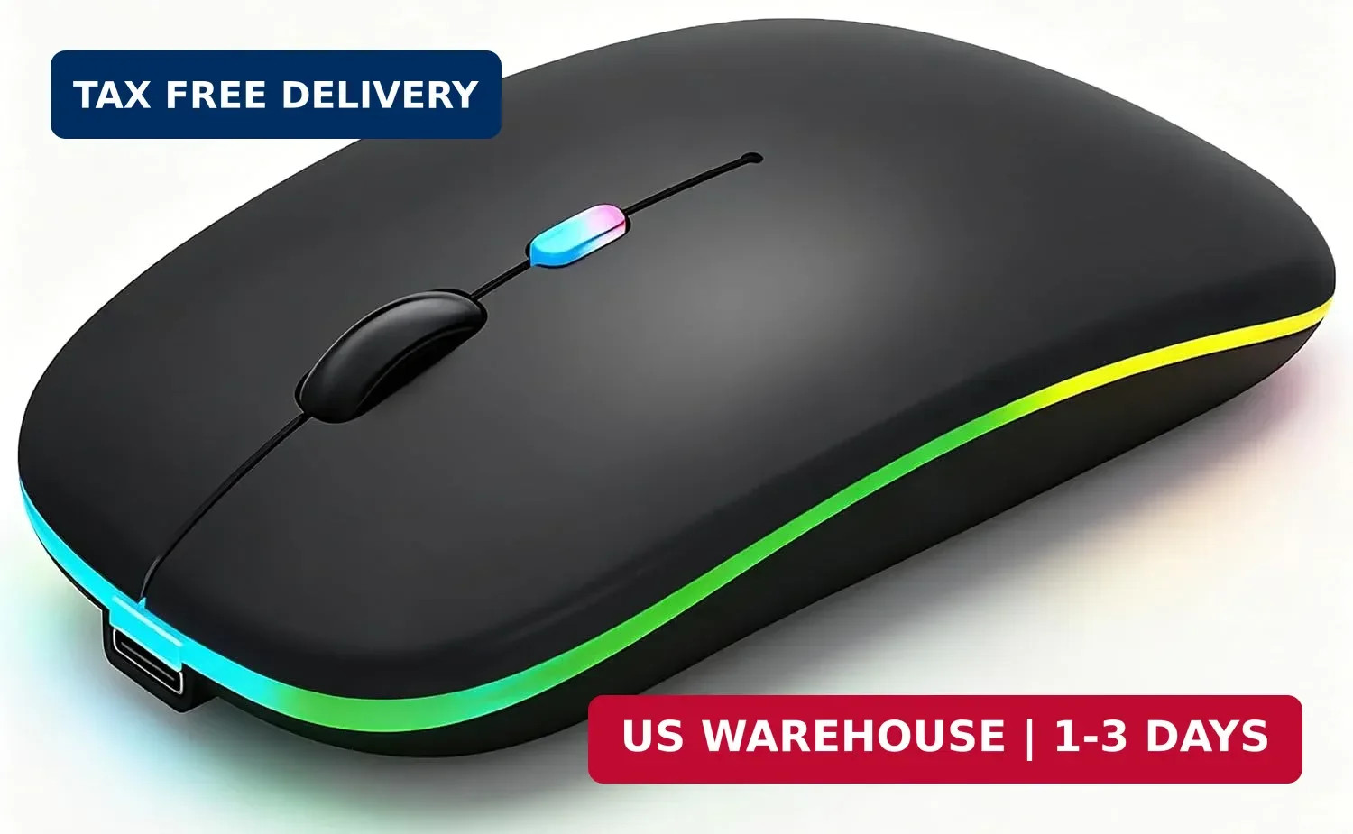 WREANU Wireless Mouse, Rechargeable Bluetooth Mouse for Laptop (Black)