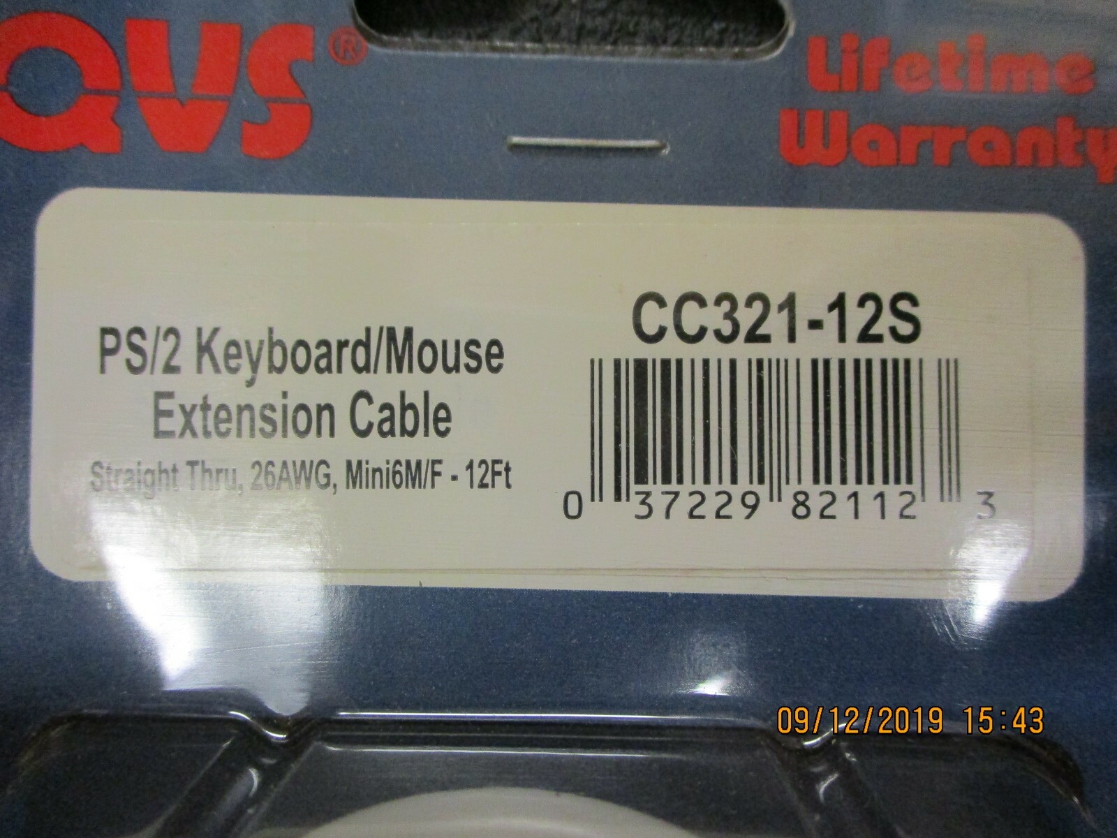QVS Technologies - CC321-12S - PS/2 Keyboard/Mouse Extension Cable; 12 Ft, 26 AW