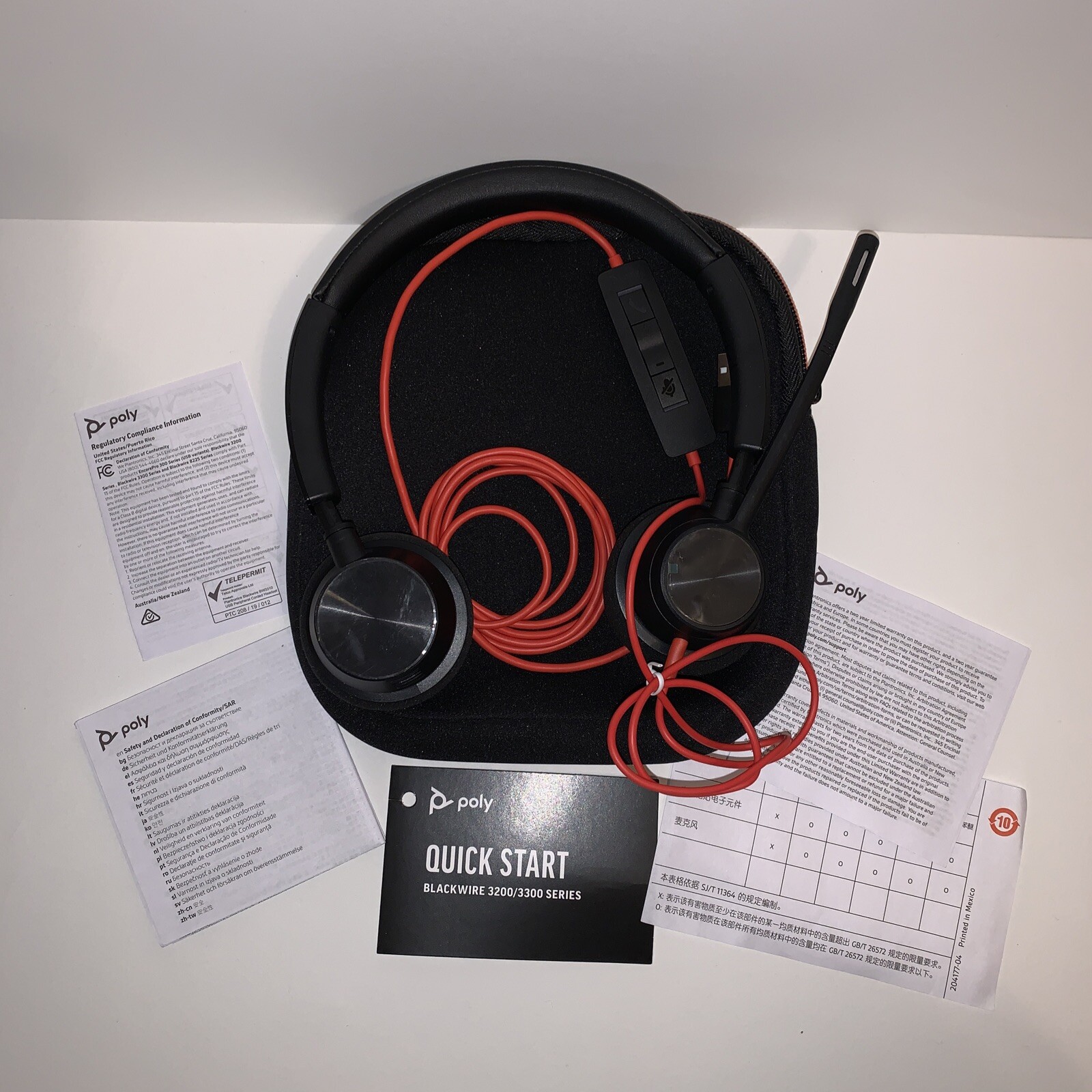 Plantronics Poly Blackwire 213934-101 USB Wired Headset With Case