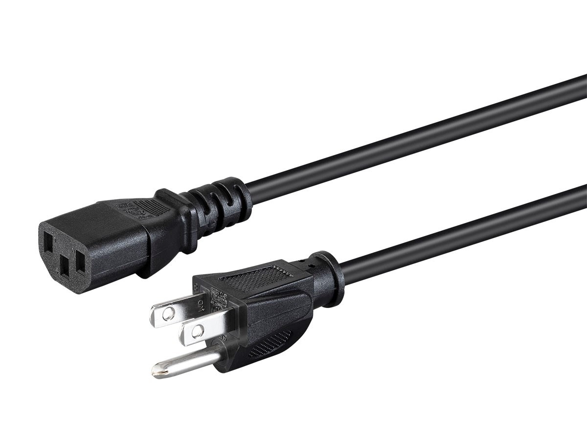 Power Cord - 8 Feet - Black | NEMA 5-15P to IEC-320-C13, 18AWG, 10A, SVT, 125V