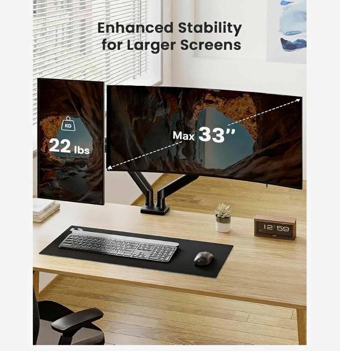 ErGear Dual Monitor Arm Desk Mount Adjustable 17-33in VESA 75x75 100x100