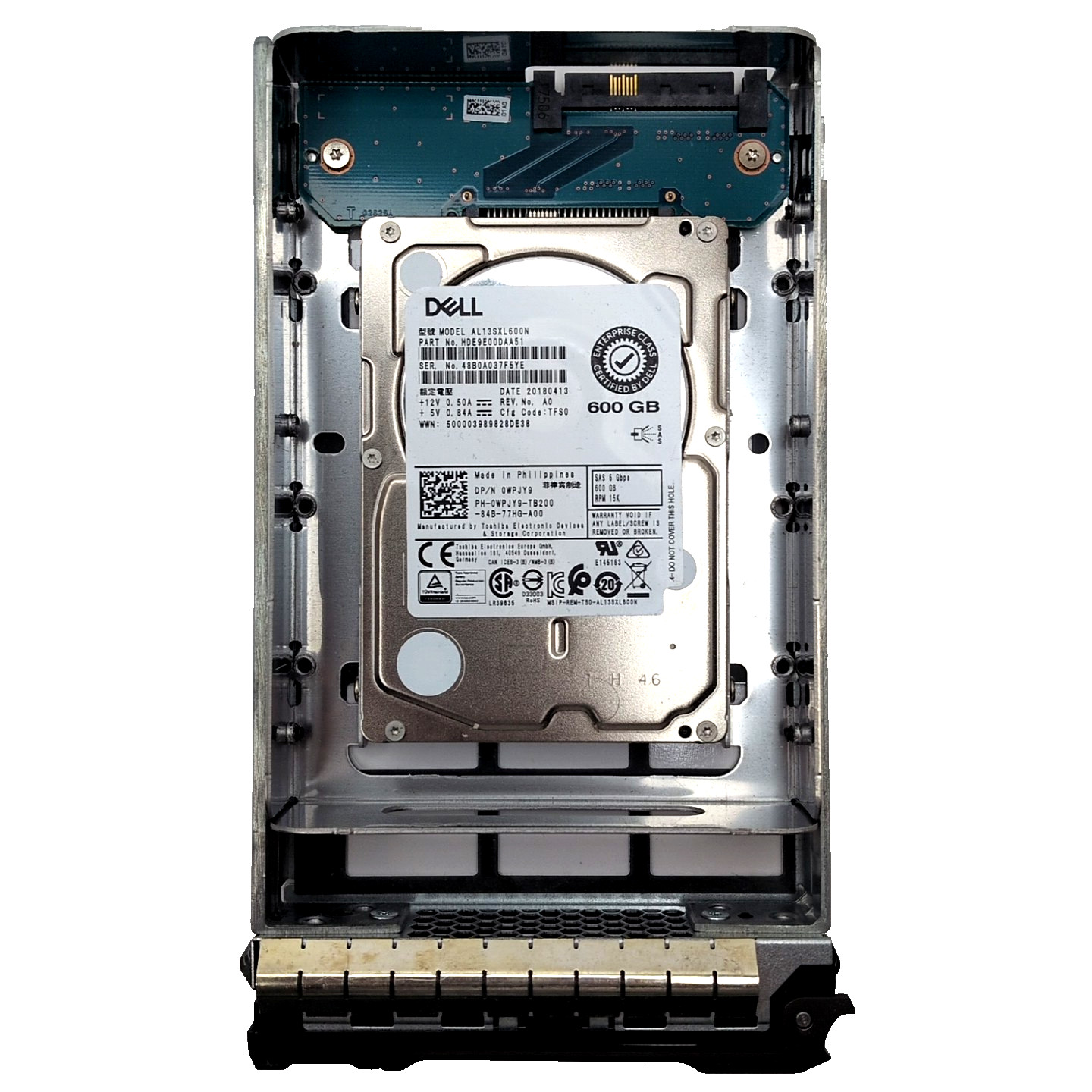 WPJY9 DELL TOSHIBA AL13SXL600N 600GB 6Gb/s 15K SFF 2.5''-3.5'' SAS HDD w/TRAY