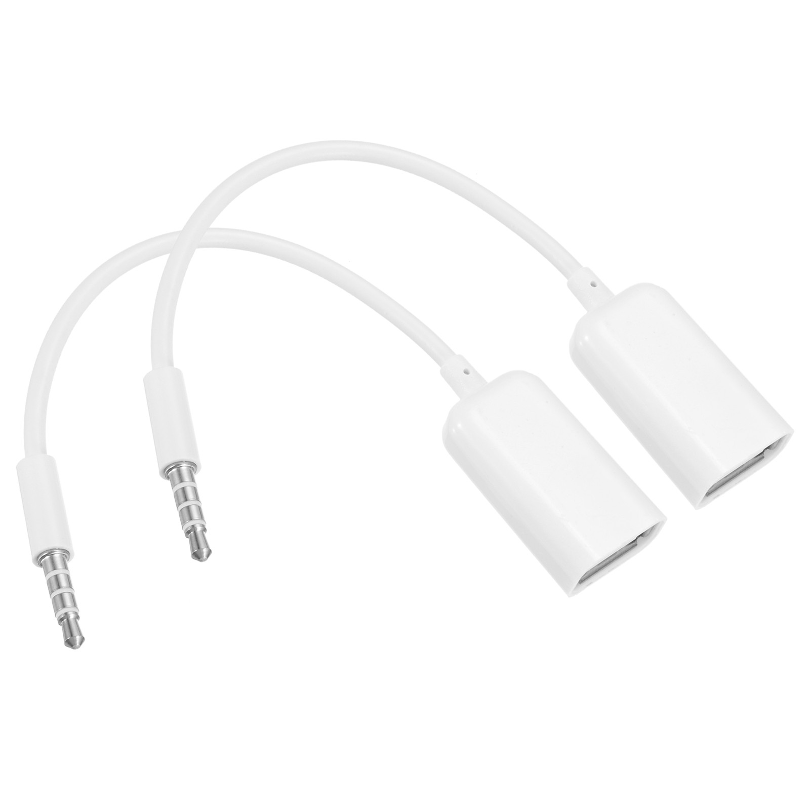 2 Pcs Aux to USB Cable, 3.5mm Male Audio Aux Jack Plug to USB 2.0 Female, White
