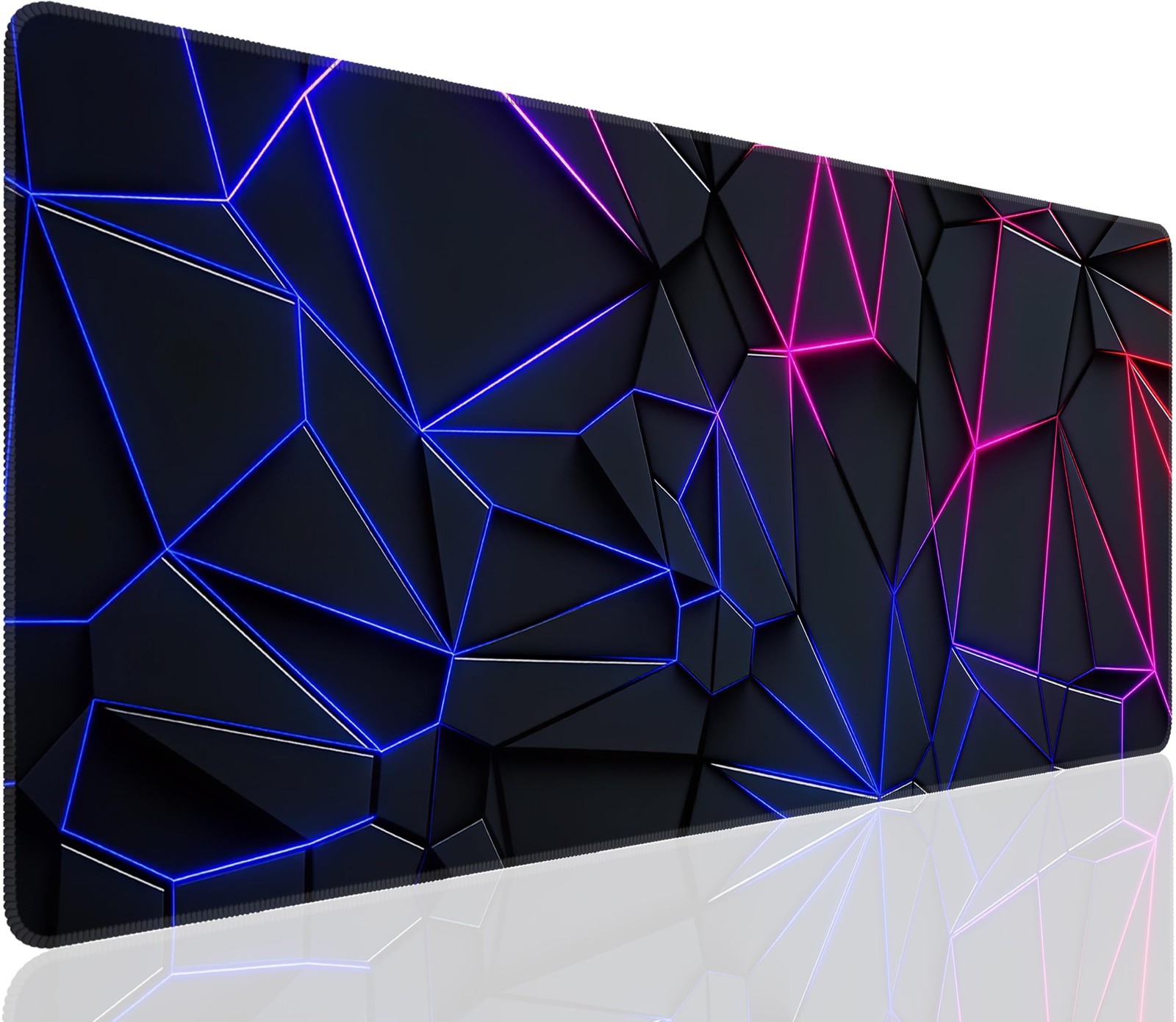 Large Gaming Mouse Pad, Neon Geometric XL Extended Desk Mat, Big Mousepad | D...