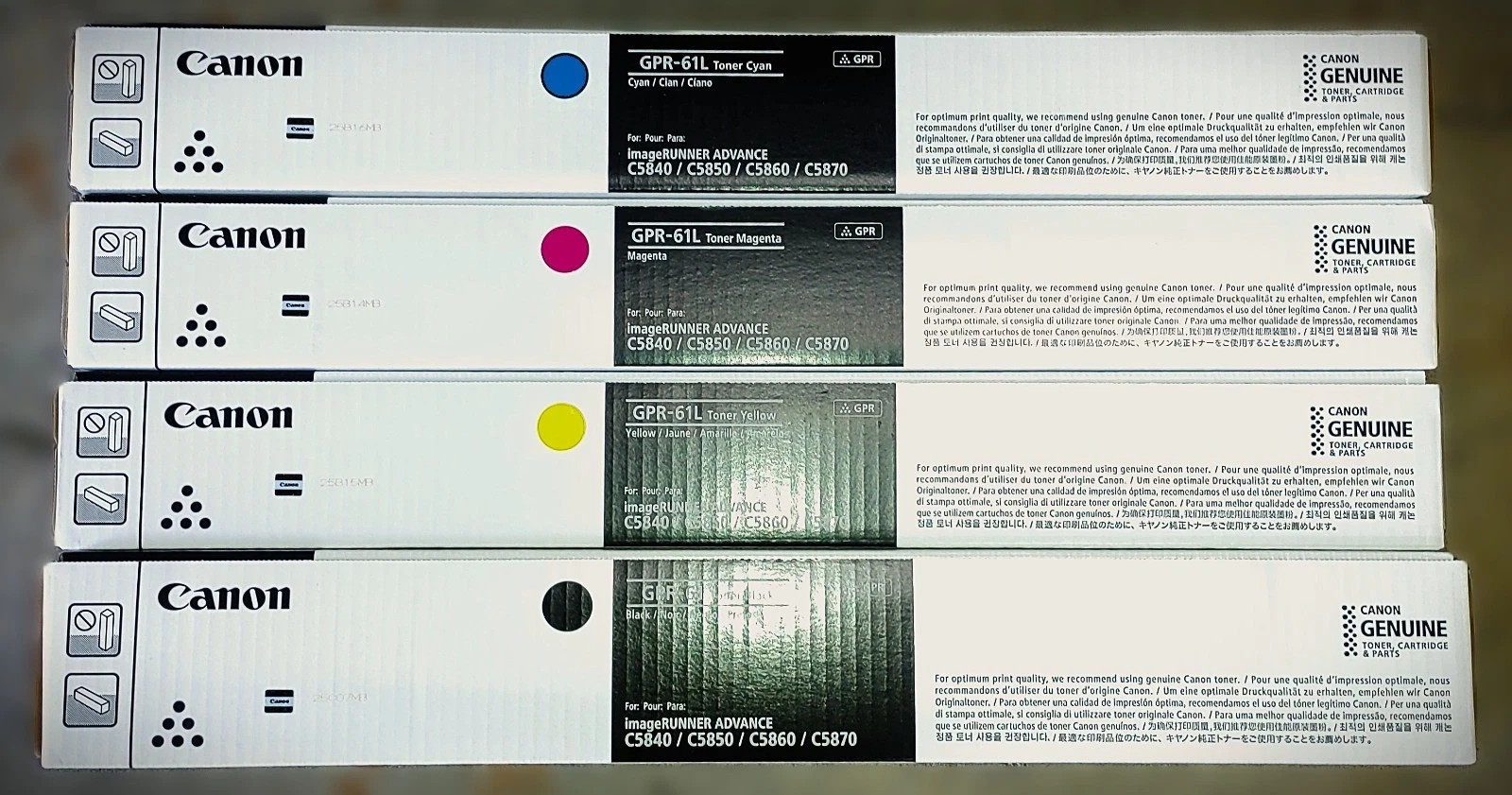 Genuine Set of 4 Canon GPR-61 Black and GPR-61L CMY Toner Cartridges iR ADV DX
