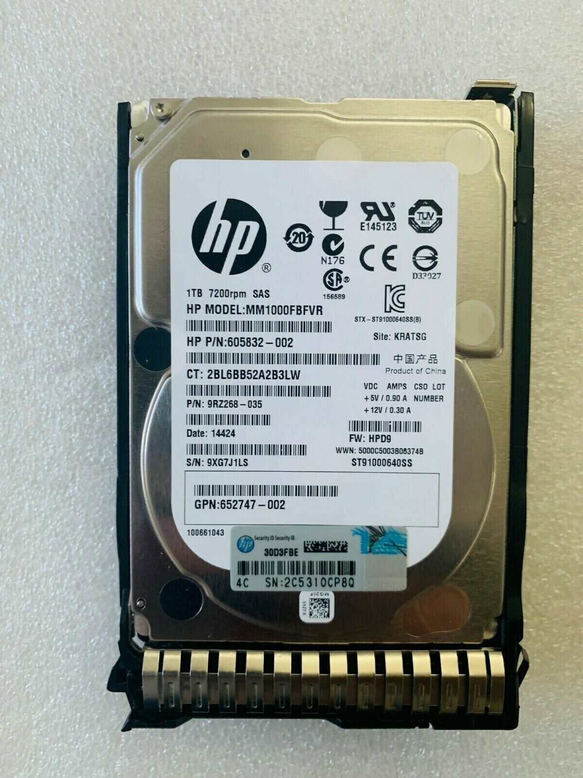 HPE 652749-B21 653954-001 1TB SAS 7.2K 6Gb 2.5" SFF G8 G9 Server HDD Hard Drive