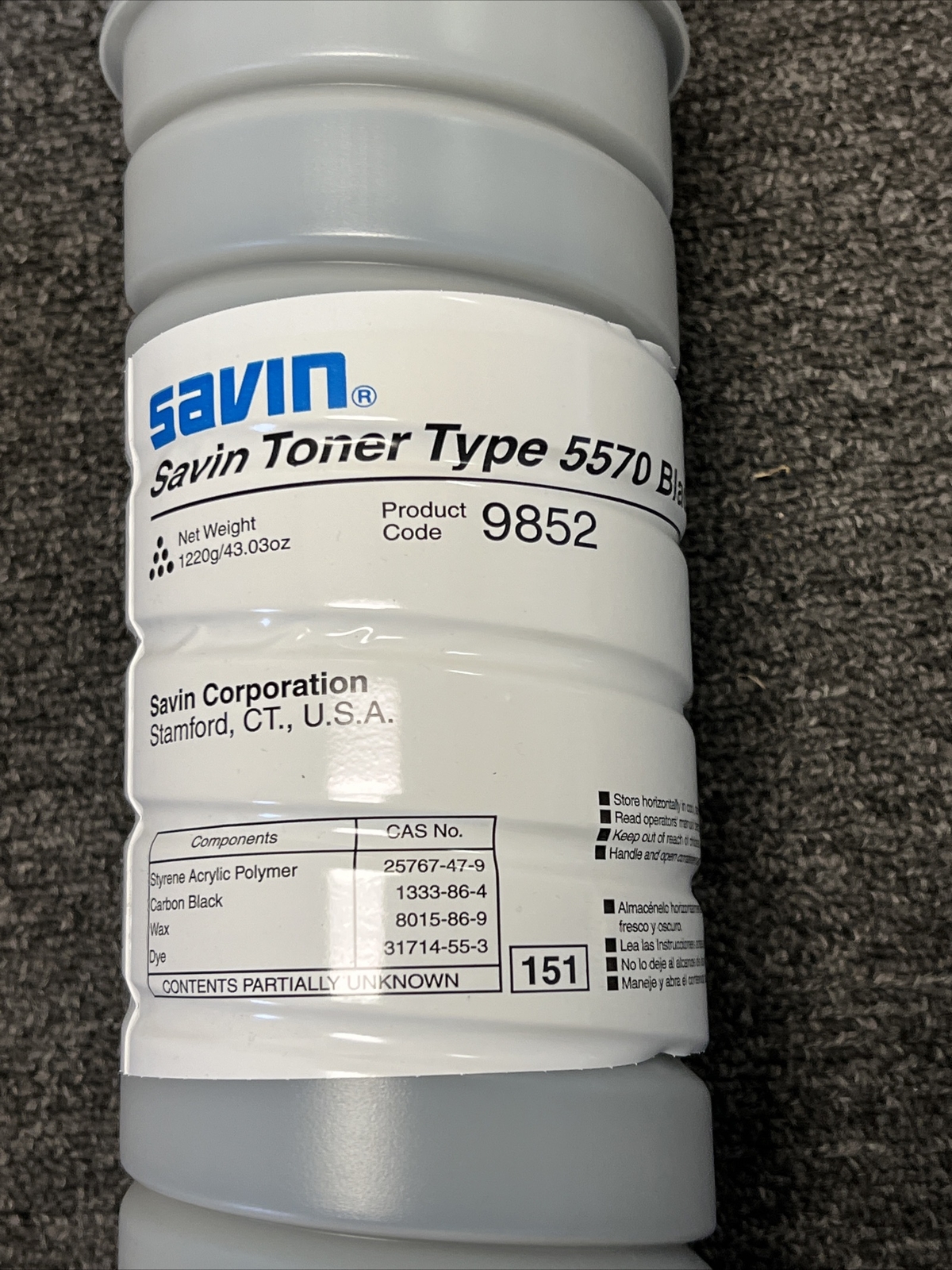 Genuine Savin Type 5570 Black 9852 Toner 885238