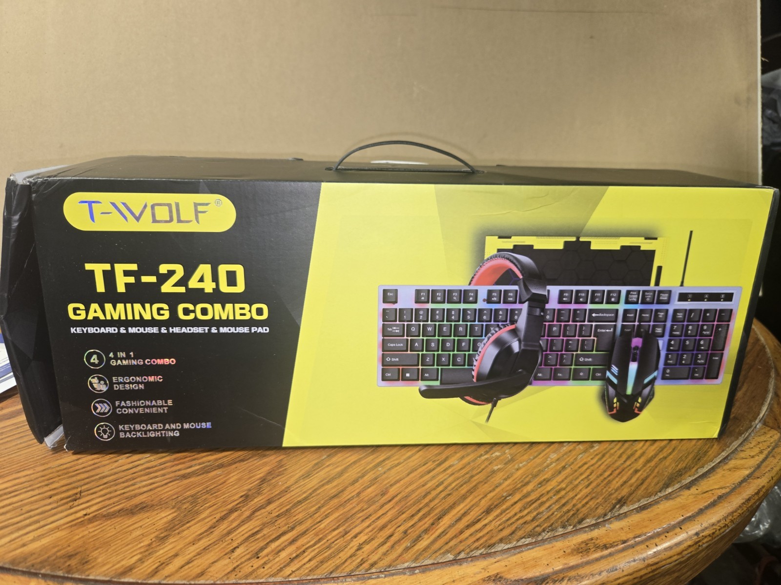T-WOLF TF-240 4-in-1 Gaming Combo - Keyboard, Mouse, Headset, Mouse Pad -...