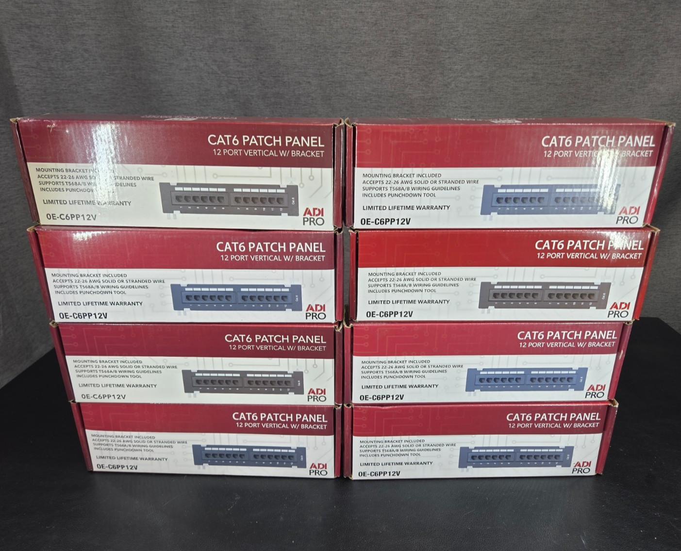 (QTY 8) NEW ADI Pro 0E-C6PP48 , CAT6 PATCH PANELS 48-Port 19" 2U RACKMOUNT