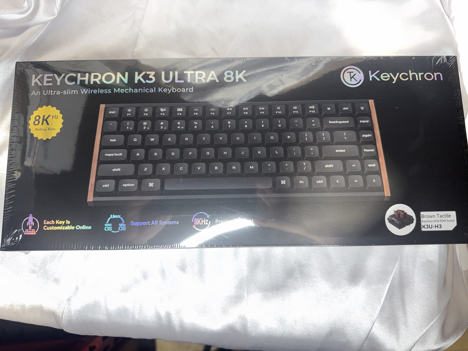 Keychron K3U-H3 Ultra 8K Wireless Mechanical Keyboard, 75% Low Profile - Black