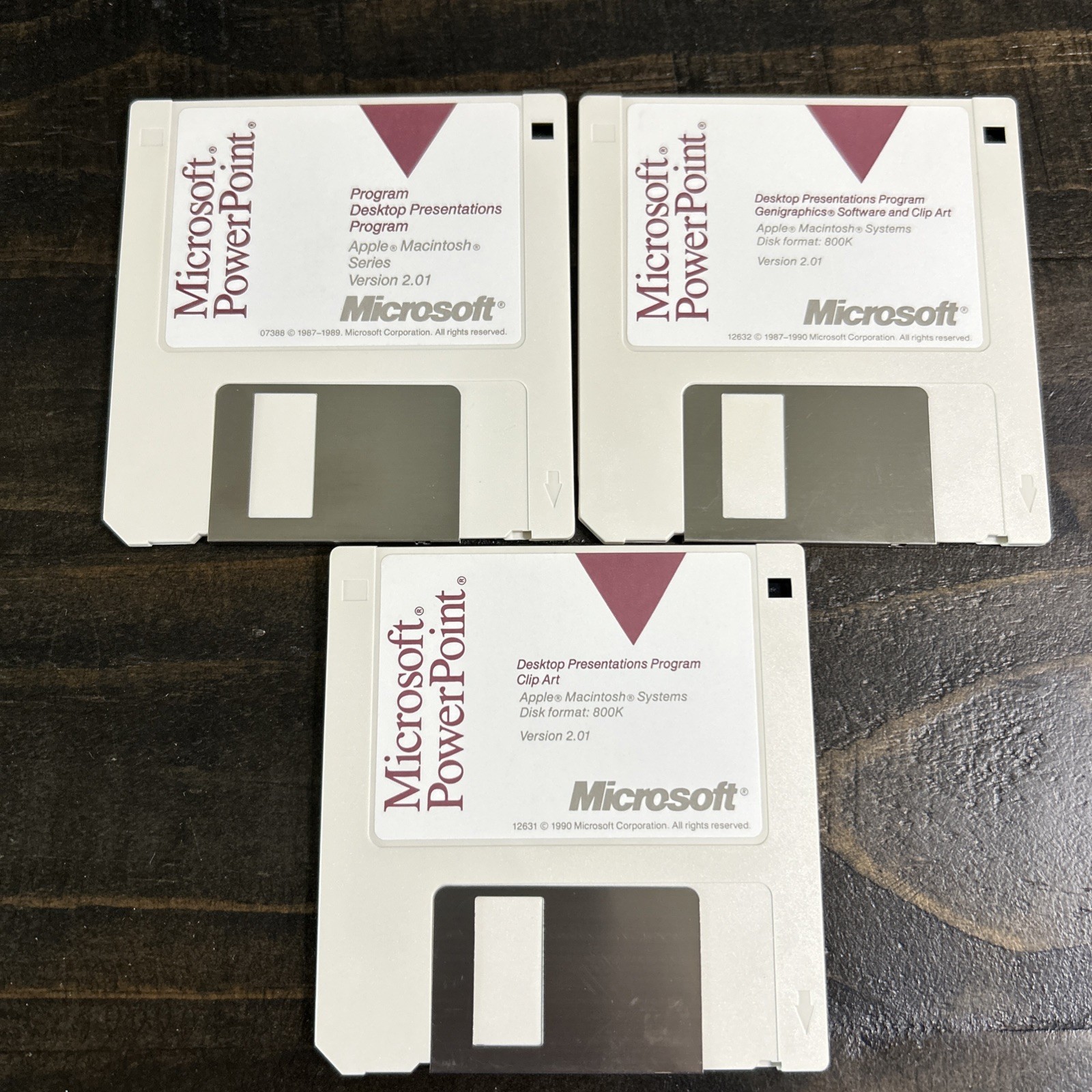 Microsoft PowerPoint 2.01 for Apple Macintosh • 3‑Disk Set • Vintage 3.5" Floppy