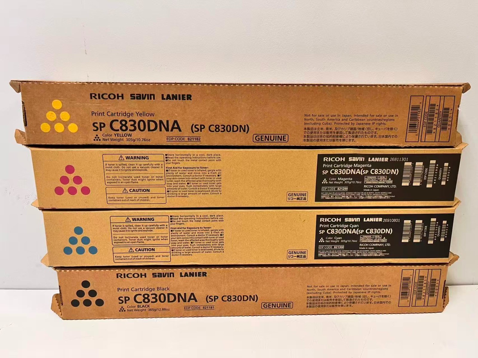 Genuine Ricoh SP C830DN Toner Cartridge SP C830DNA-CMYK 4PACK