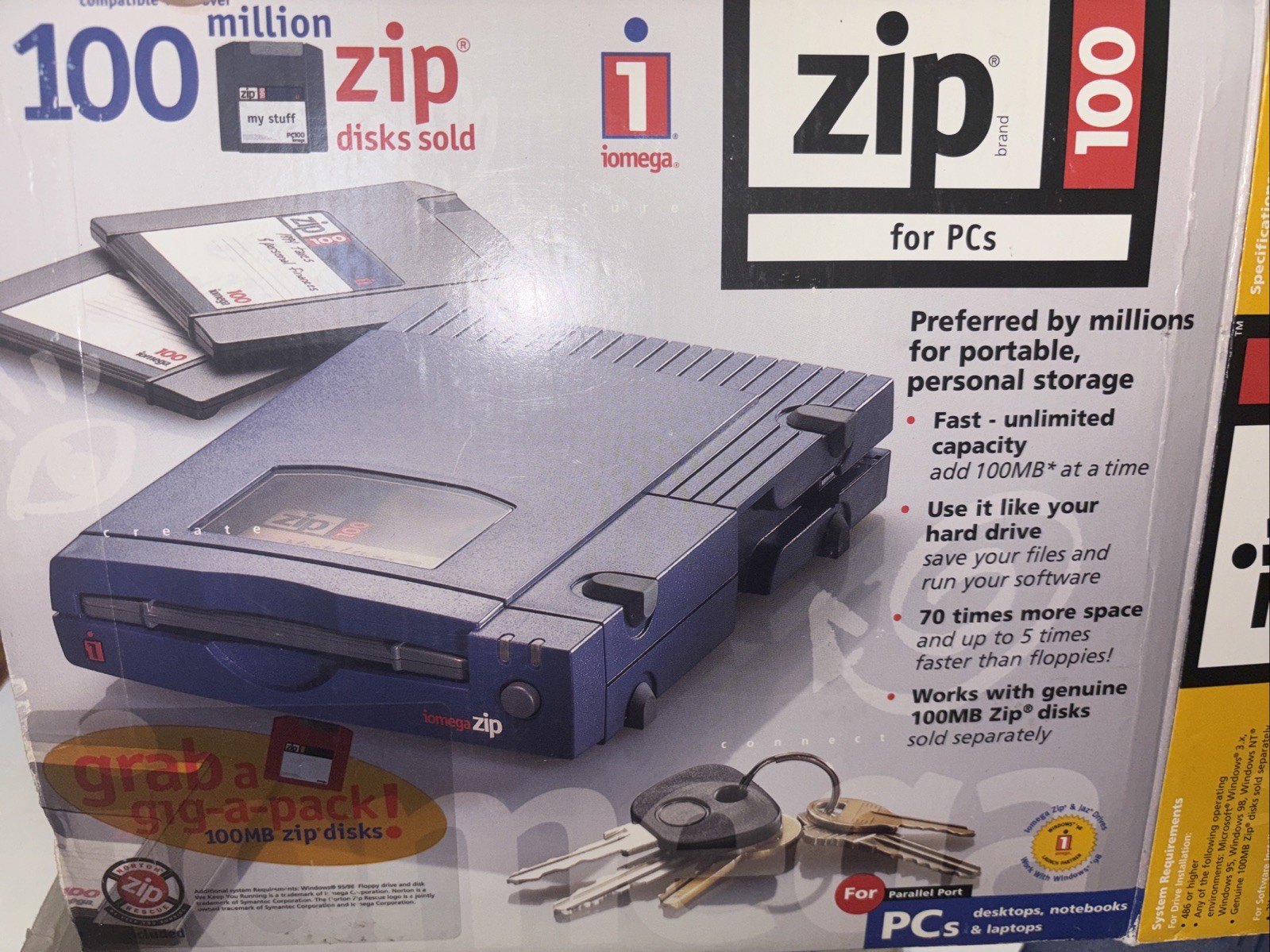 Iomega Zip Z100SI 100MB SCSI Drive Z100Si Internal Mac PC with 6 disks-TESTED