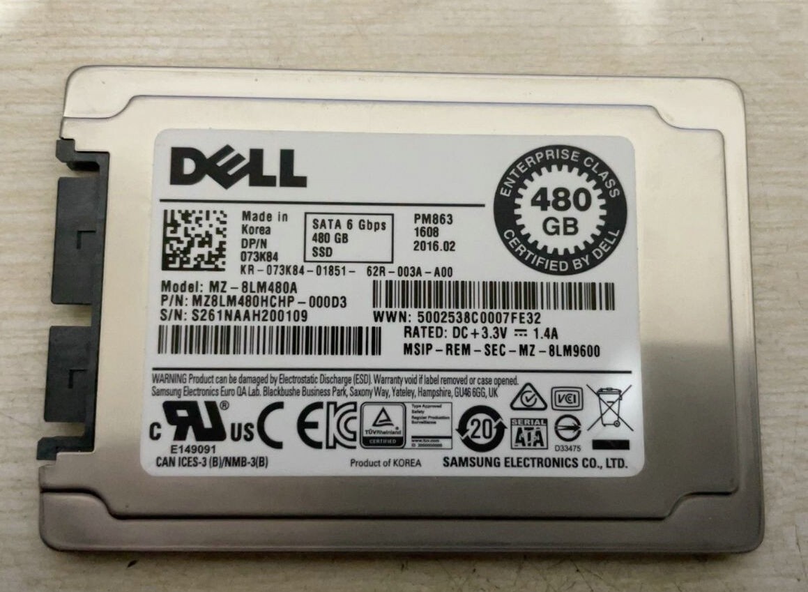 1PCS Samsung pm863 480G usata 1.8″ SSD 073K84dell Dell Edition
